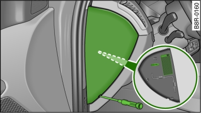 Cockpit links: Sicherungsdeckel